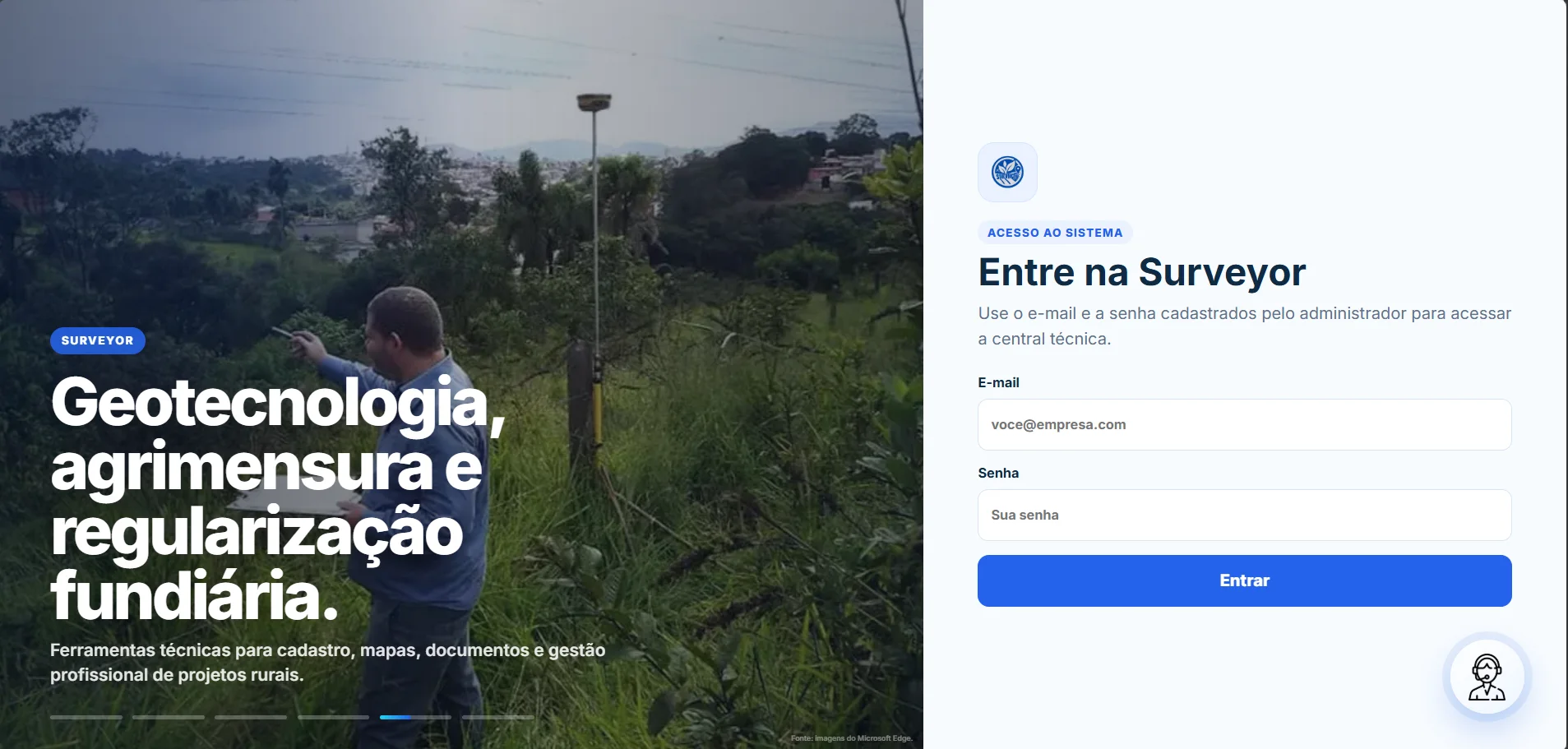 Interface do sistema Surveyor